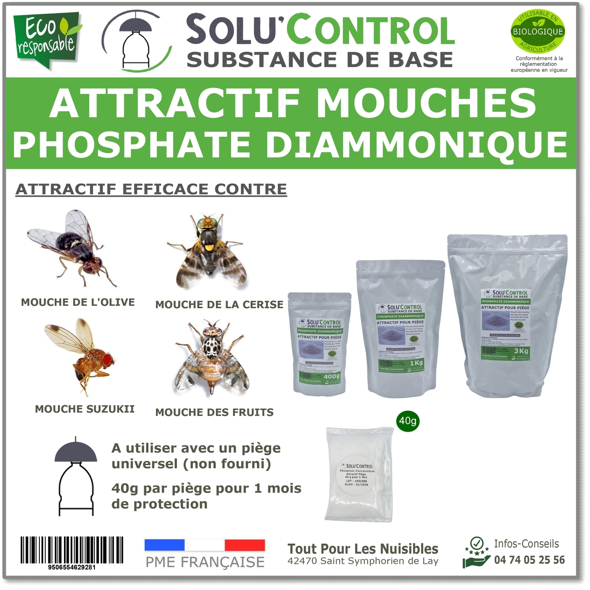 Phosphate Diammonique, appât naturel contre les mouches des fruits, SOLU